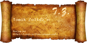 Tomik Zoltán névjegykártya